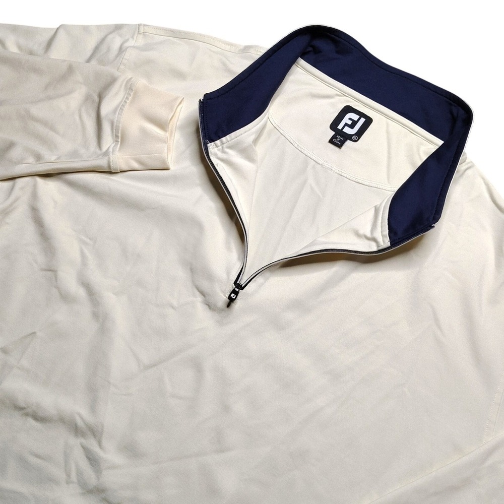 FootJoy 1/4 Zip Pullover Mens 2XL Cream Stretch Performance Casual Golf